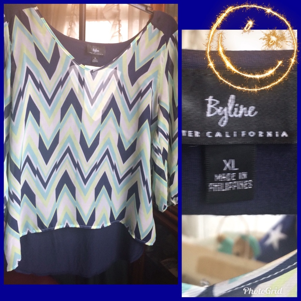 Blue/light green blouse - xl